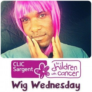 Phoenix James wearing a wig for CLIC Sargent's Wig Wednesday to support young cancer patients.