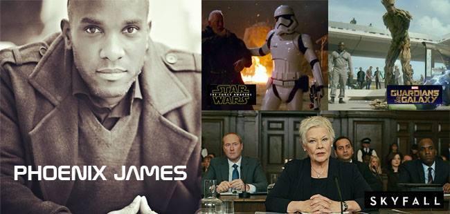 Actor Phoenix James appears in movies Star Wars The Force Awakens and James Bond Skyfall and Guardians of the Galaxy
