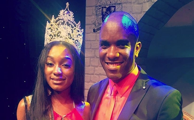 Miss Barbados UK 2016 Winner - Miss Sheree Miller with Phoenix James - An Official Judge for Miss Barbados UK 2015 and 2016