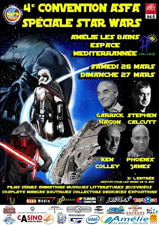 Phoenix James at Convention ASFA Spéciale Star Wars in Amélie les bains, South of France with Garrick Hagon, Stephen Calcutt, Ken Colley