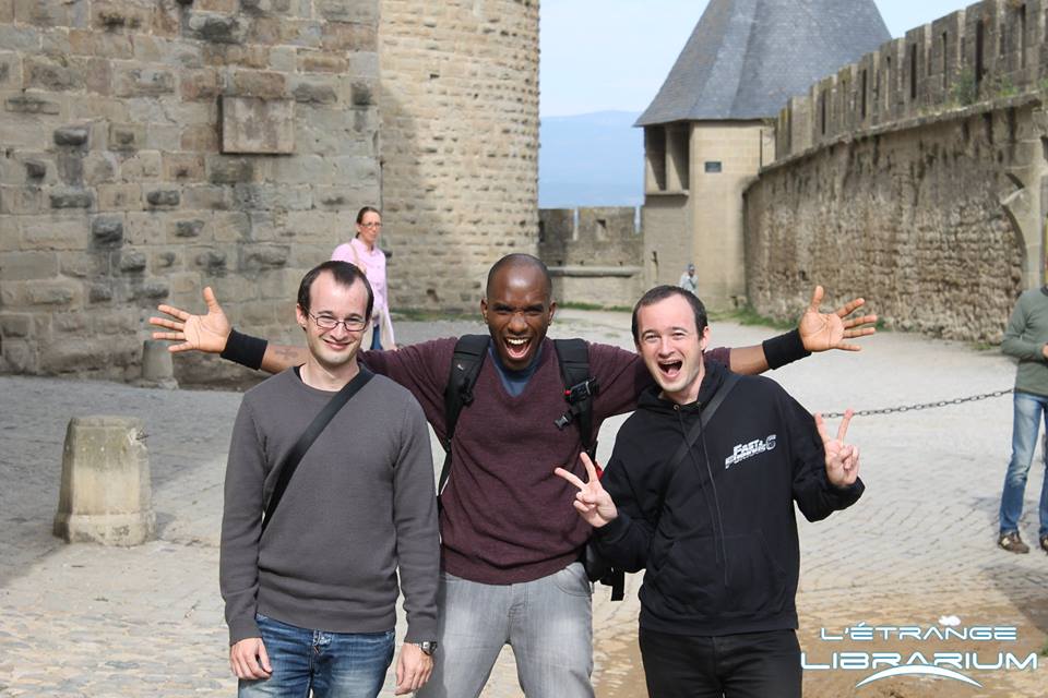 Phoenix James at The Château Comtal (Count’s Castle) de Carcassonne with brothers, Gregory and Julien Debez, the organisers of the Cinespace event