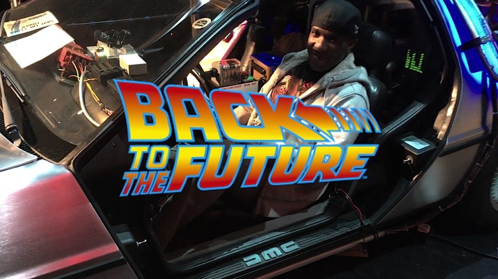 Phoenix James going 'Back to the Future' in the DeLorean