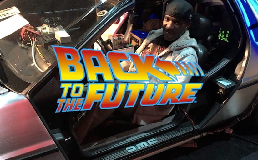 Phoenix James going ‘Back to the Future’ in the DeLorean time machine