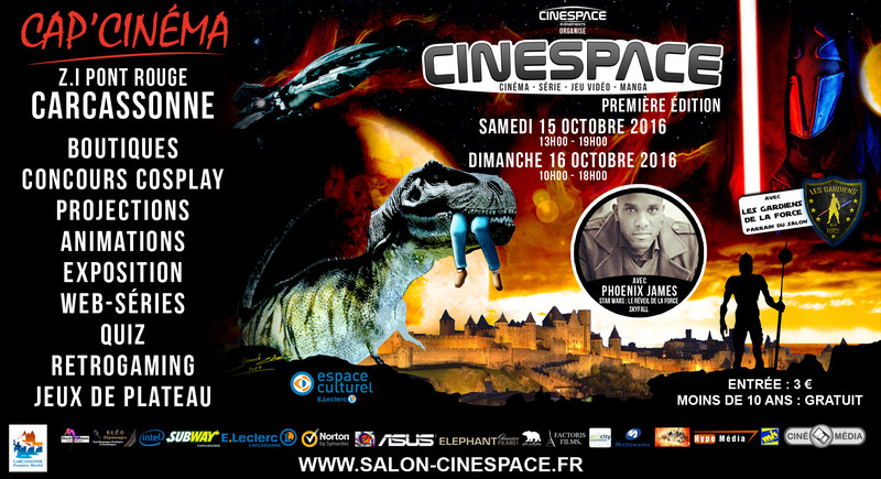 Phoenix James will be guest appearing at the 1st edition of CineSpace on 15th-16th October at Cap'Cinéma in Carcassonne in southern France.